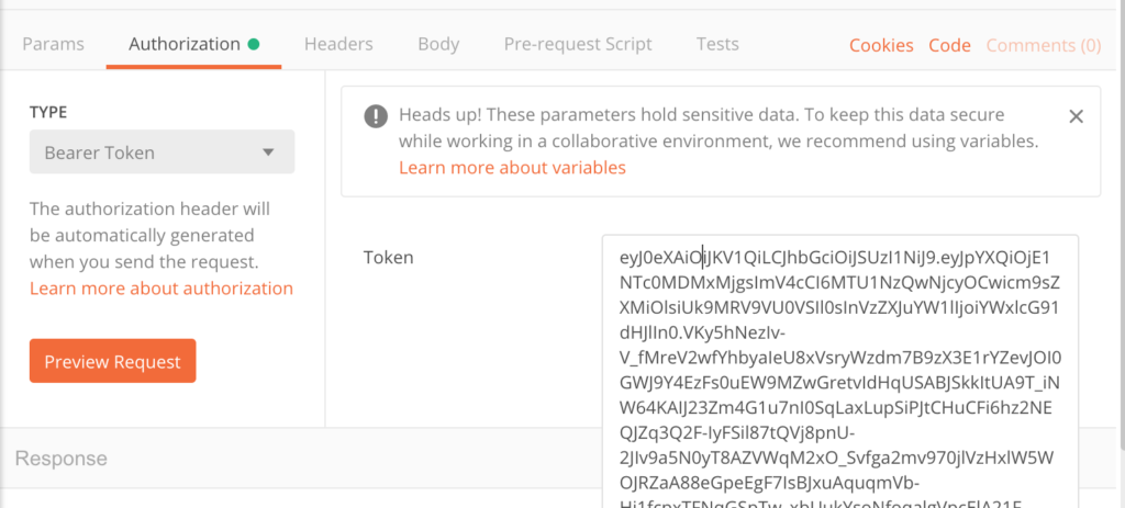 commande collage token